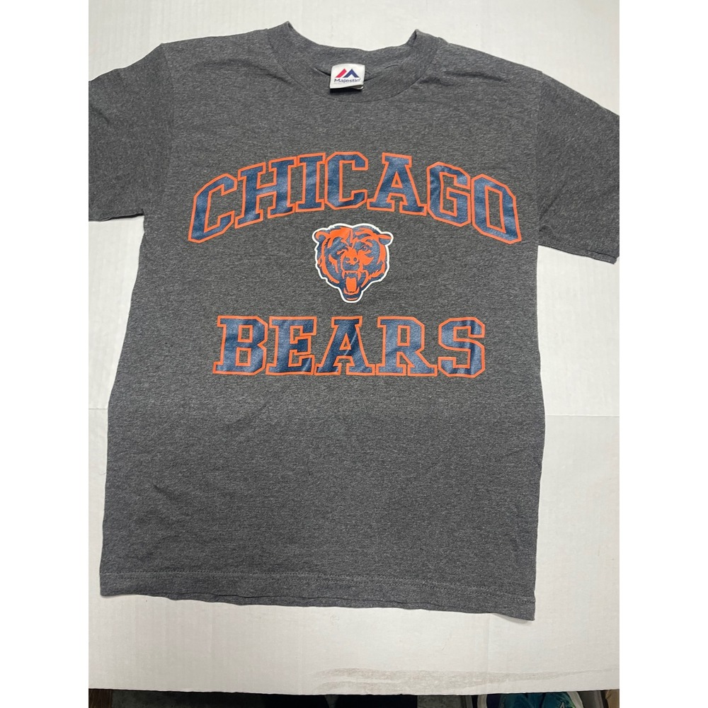 Majestic Mens Chicago Bears T Shirt Gray Short Sleeve‎ NFL Football Siz S